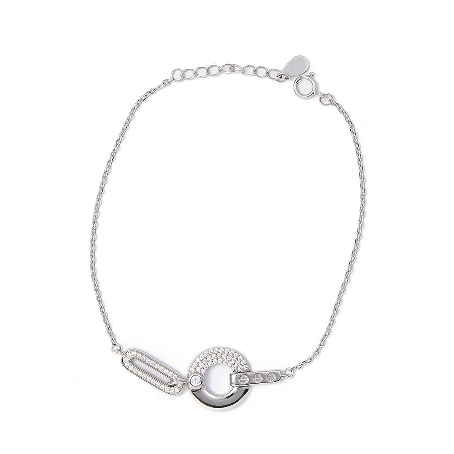 Linked Infinity Station Bracelet 925 sterling silver
