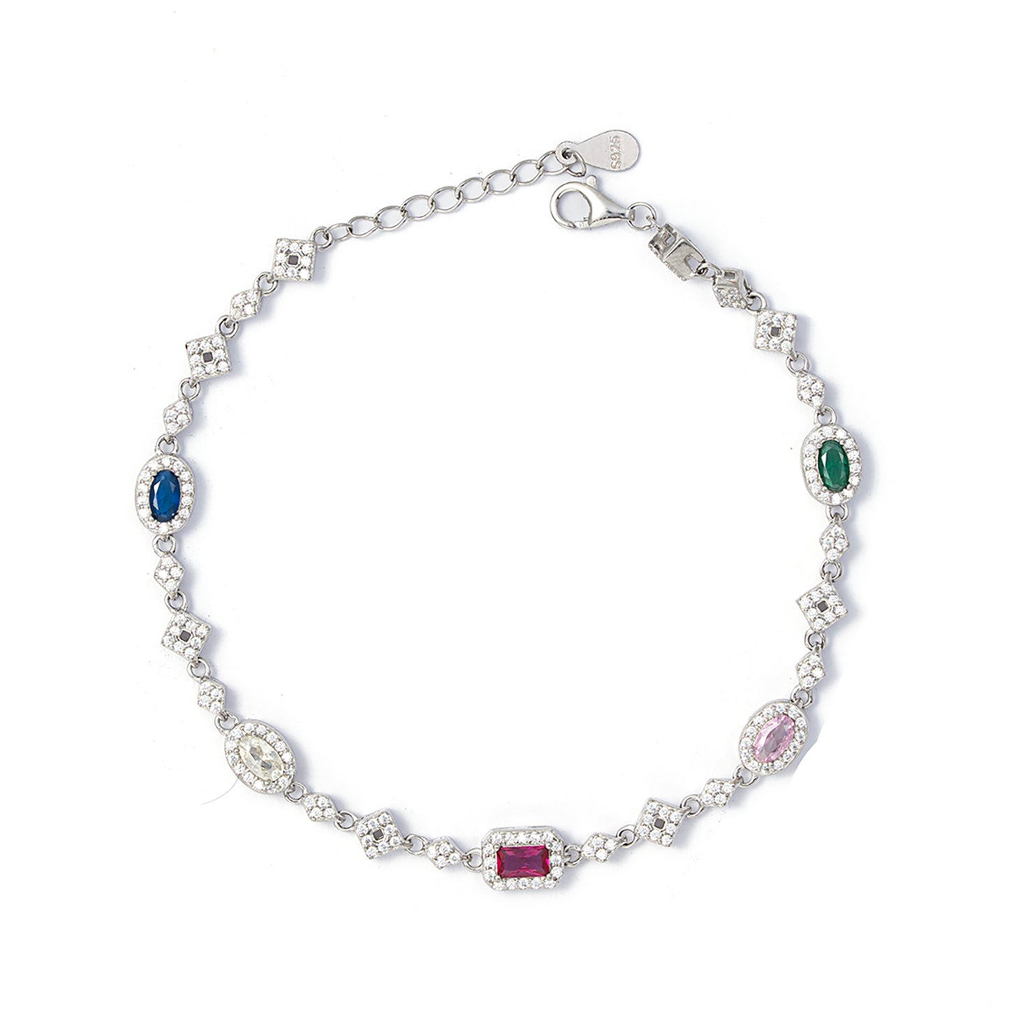 Multi-Gemstone Royal Confetti Bracelet 925 sterling silver