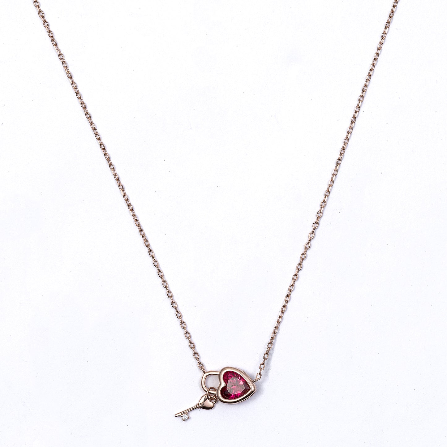 Heart & Key 925 sterling silver chain Pendant