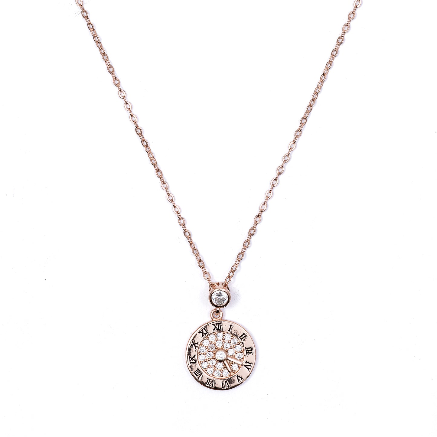 Timeless Roman Numeral 925 sterling silver chain Pendant
