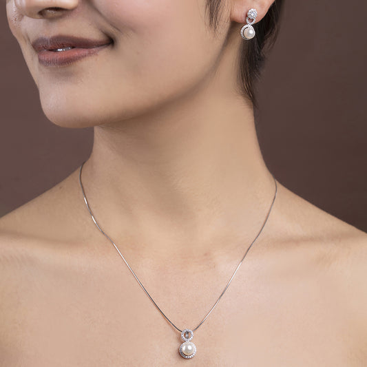 Halo pearl Set 925 sterling silver