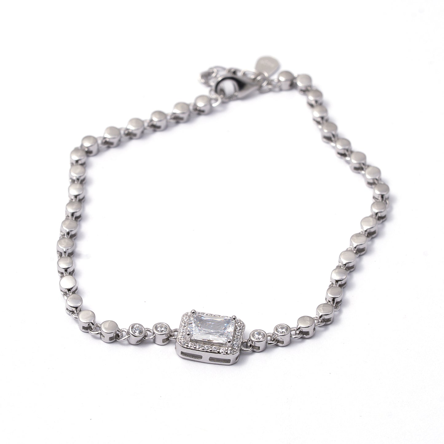 Emerald-Cut Solitaire Station Bracelet 925 sterling silver