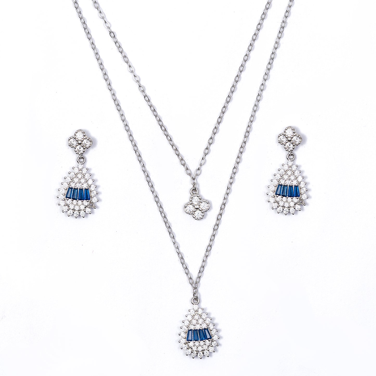Royal Blue Radiance Layered pendant Set 925 sterling silver