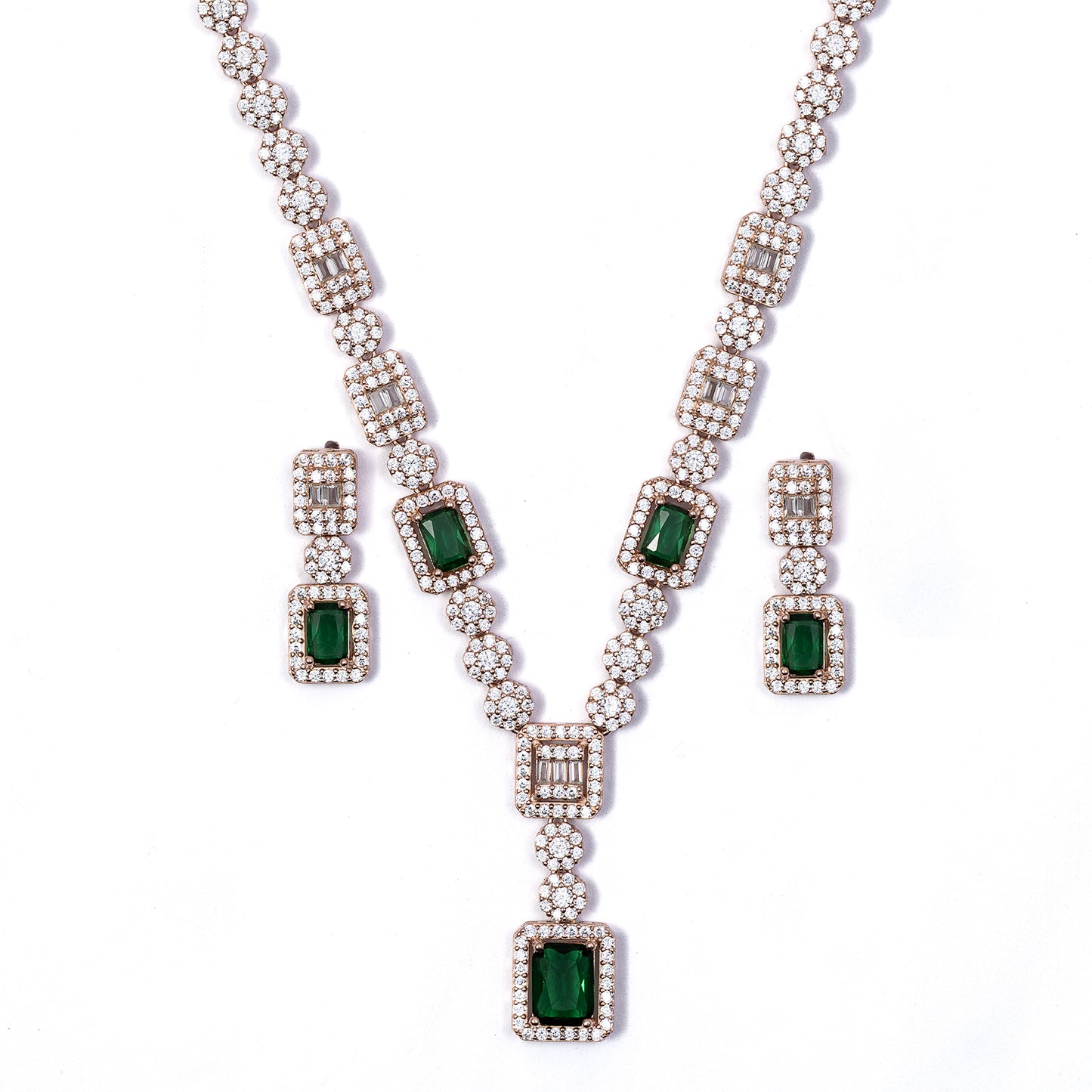 Emerald Radiance Sparkle 925 sterling silver Necklace