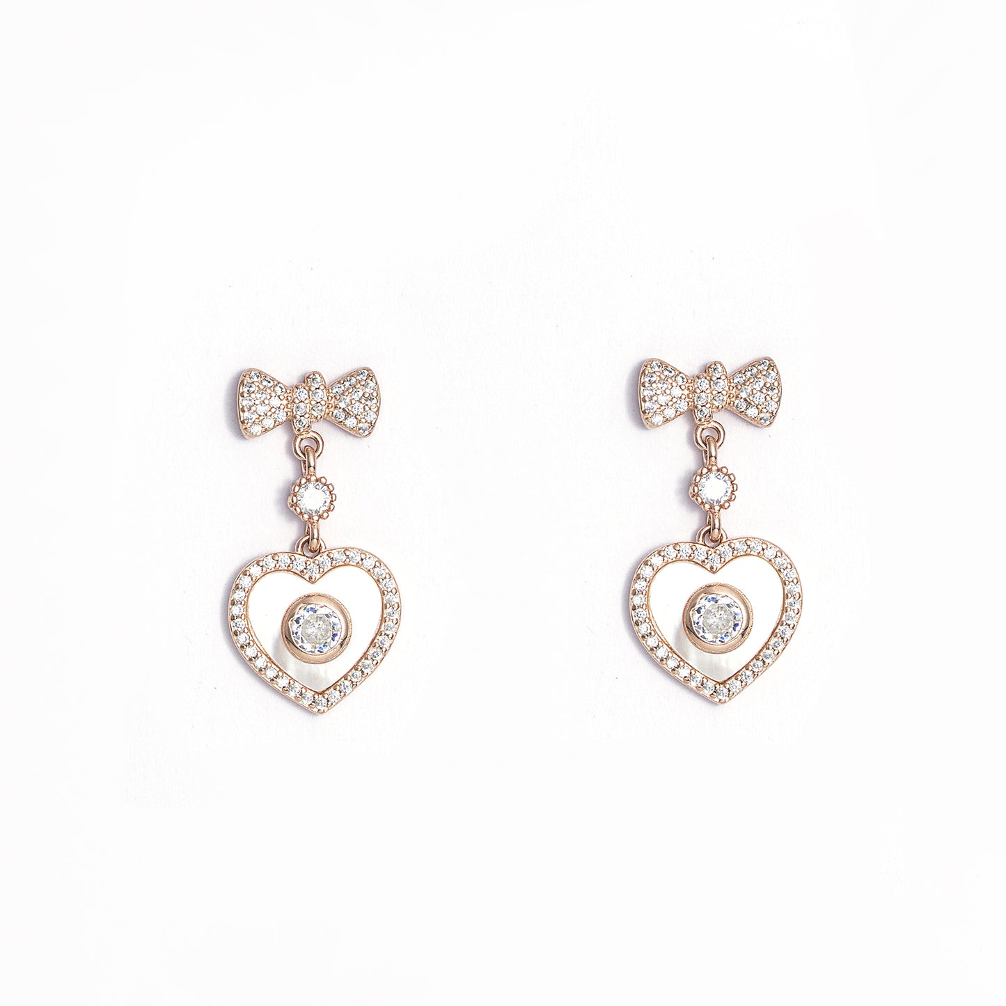 Romantic Heart Drop Earrings 925 sterling silver