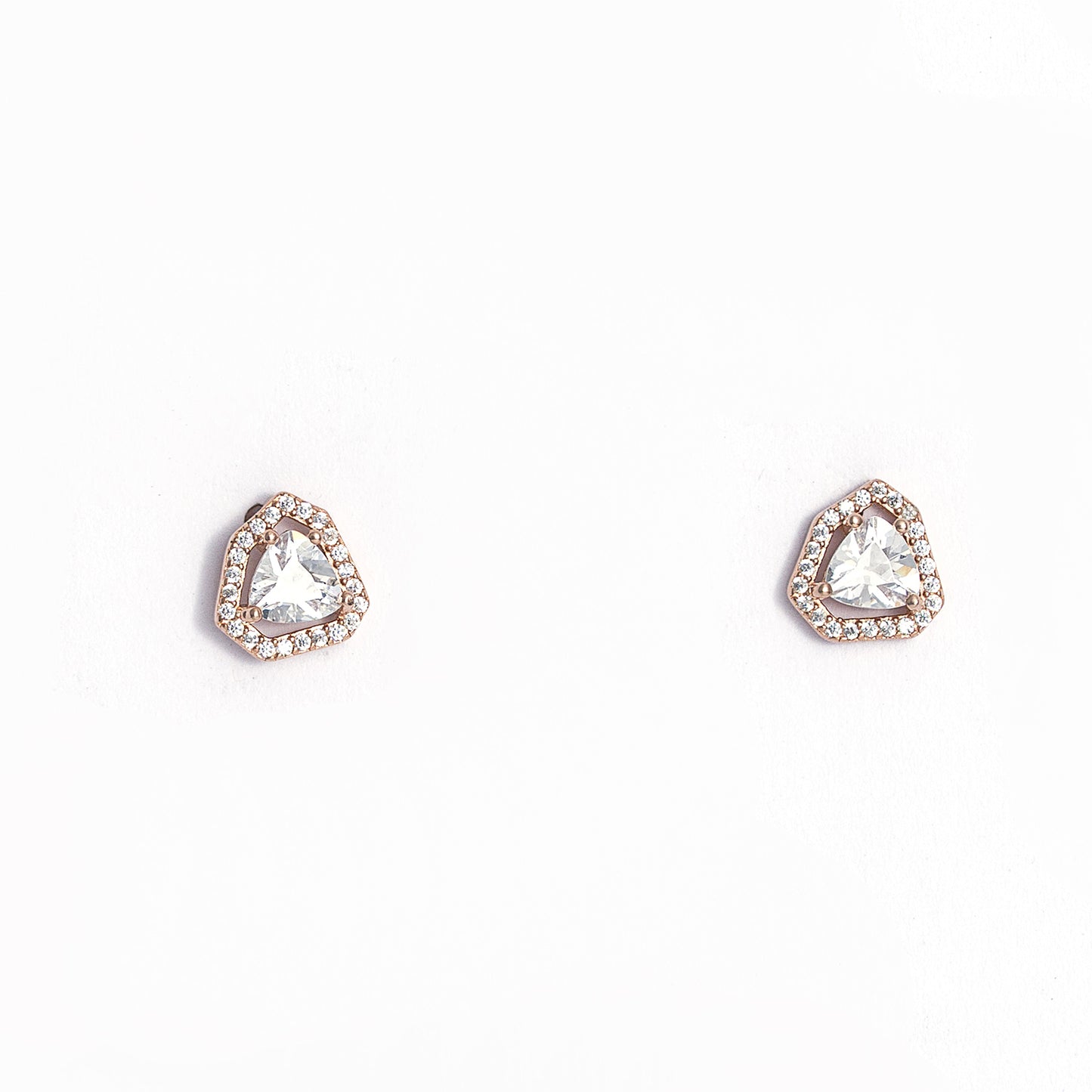 Triangle Halo Stud Earrings 925 sterling silver