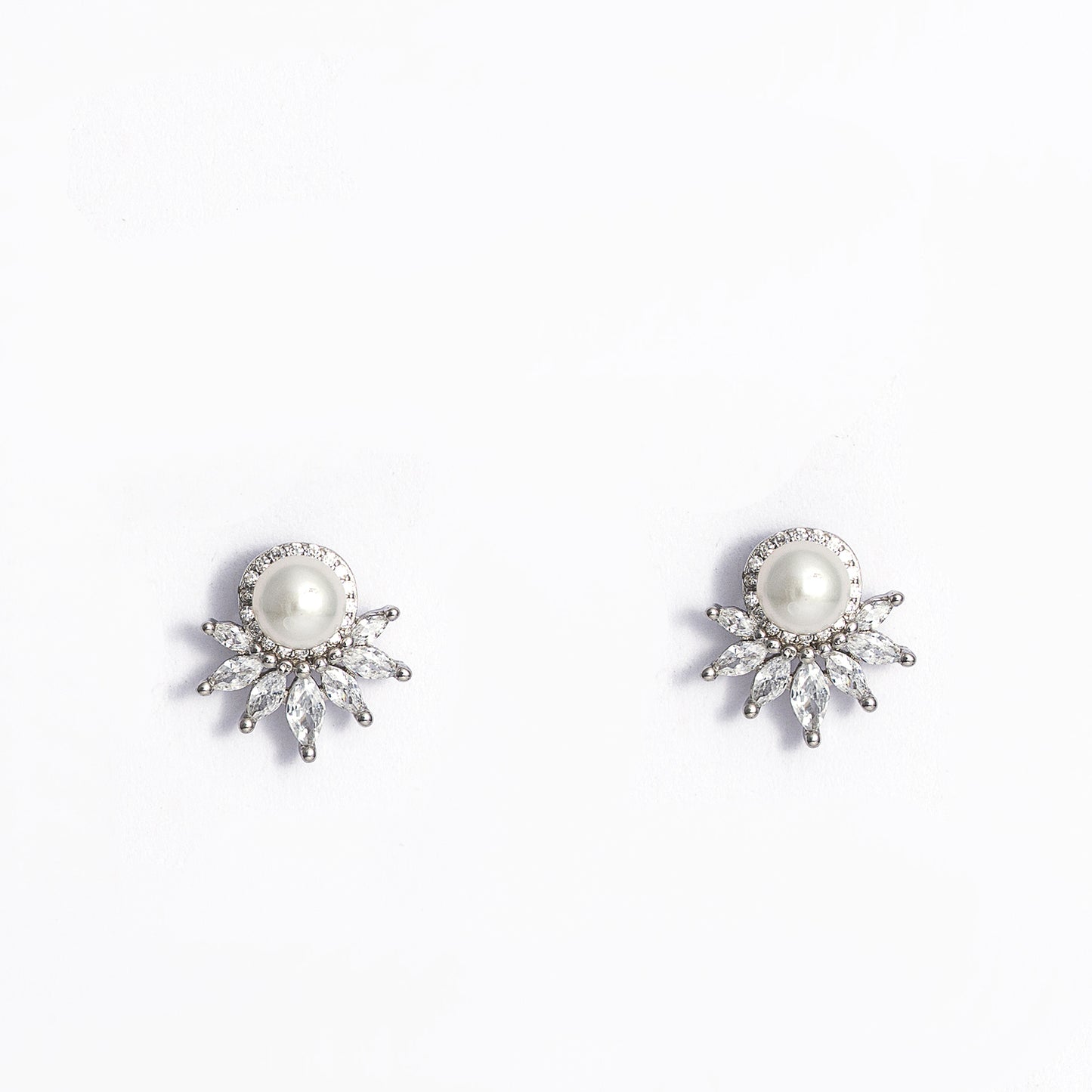 Celestial Pearl & Marquise Cluster Stud Earrings 925 sterling silver