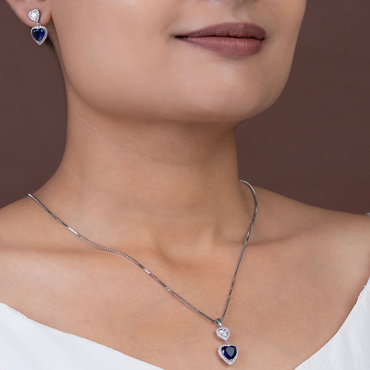 Midnight Heart Sapphire & Pavé SET 925 sterling silver