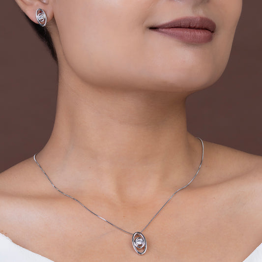 Orbital Solitaire Floating SET 925 sterling silver