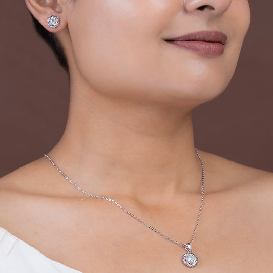 Spiral Rose Solitaire Set 925 sterling silver