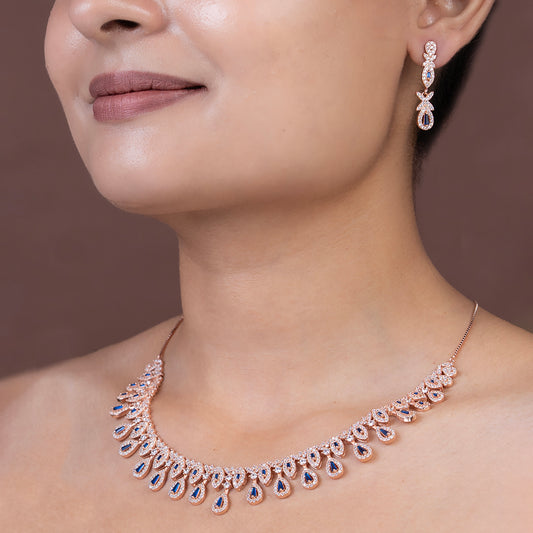 Rose Gold & Sapphire 925 sterling silver Necklace