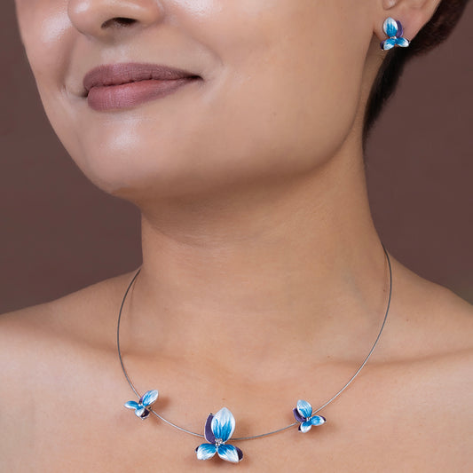 Royal Indigo Blossom 925 sterling silver necklace