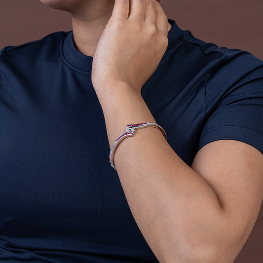 Pink Baguette Daimond style kada 925 sterling silver