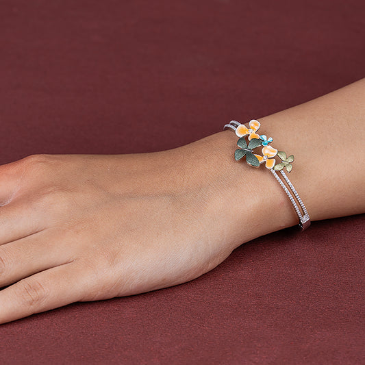 Butterfly Blossom Crystal korean kada 925 sterling silver