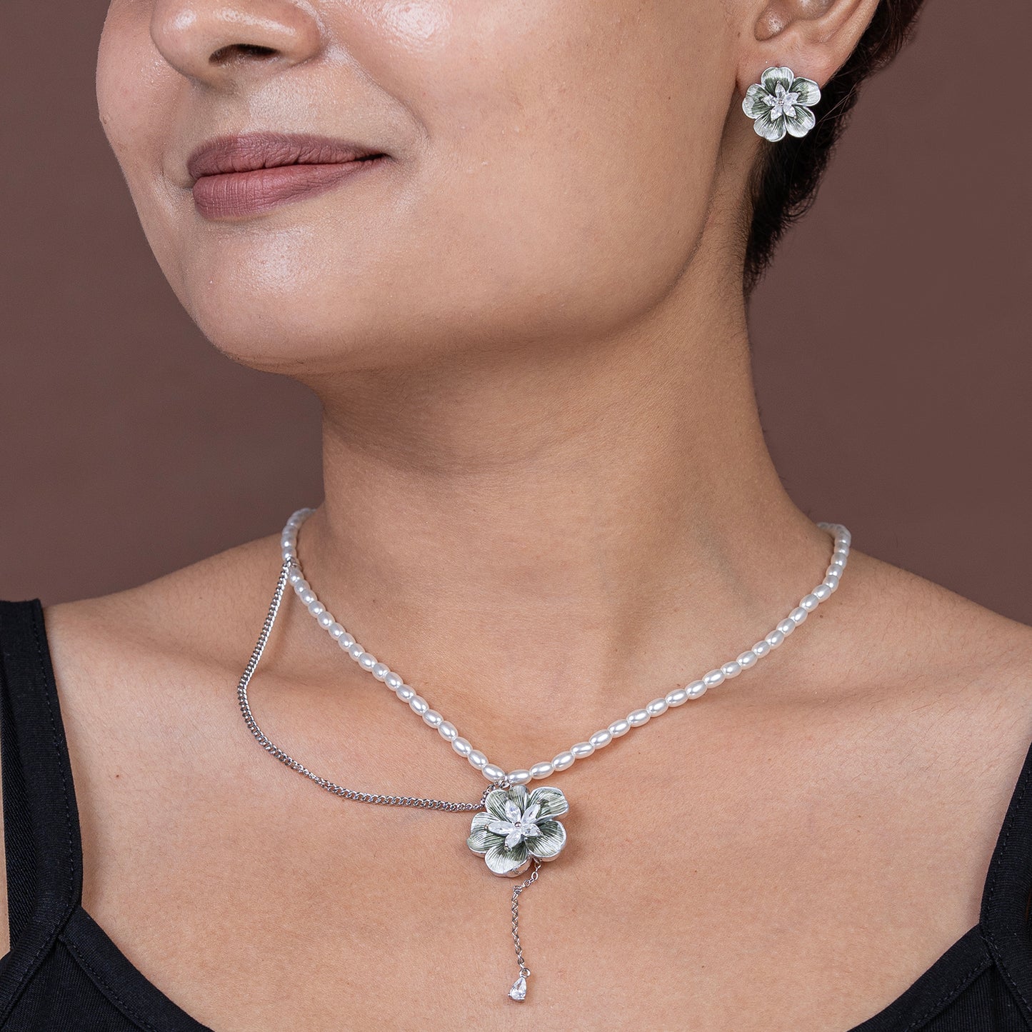 Floral Pearl Classic Beauty 925 sterling silver nacklace