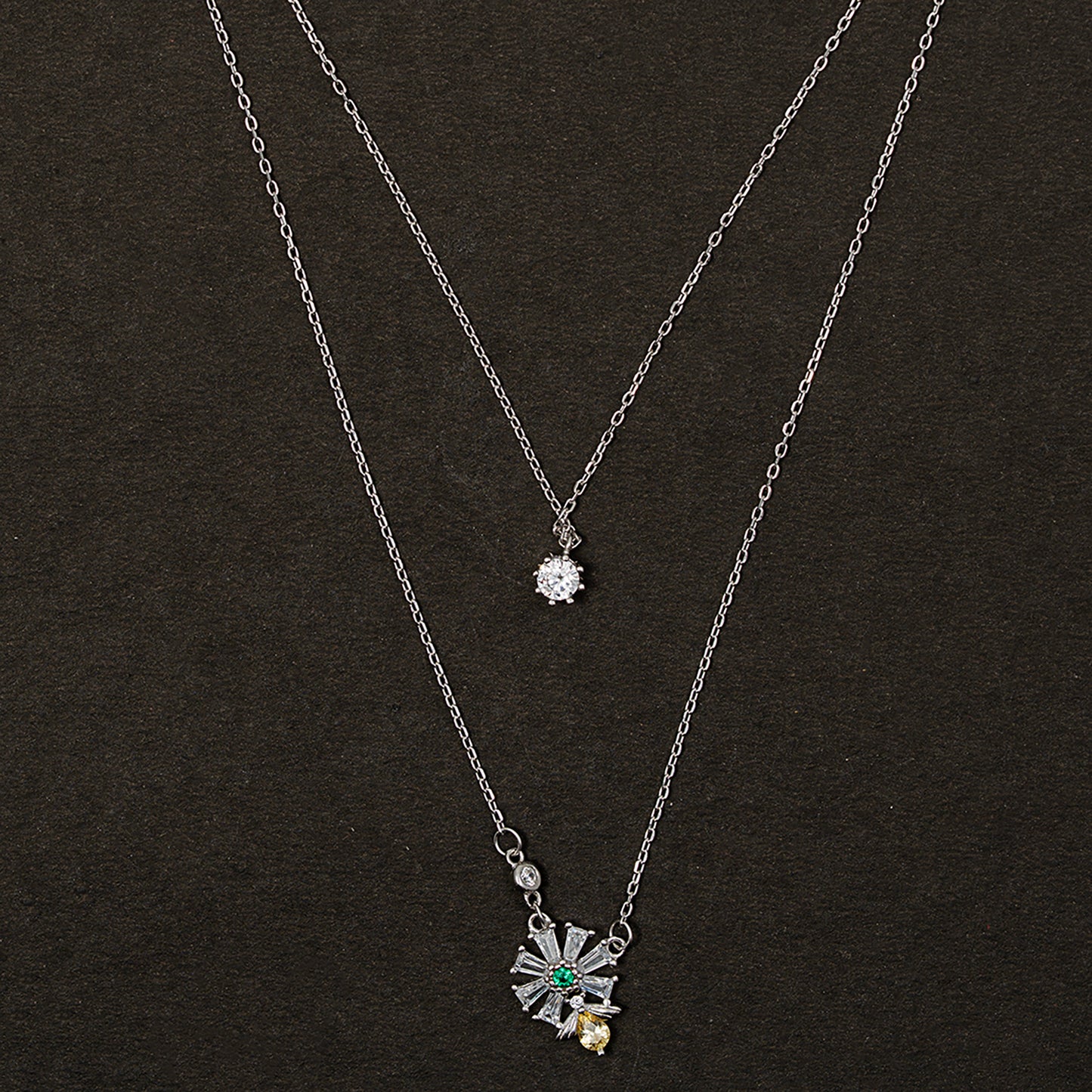 Elegant Layered chain pendant 925 sterling silver
