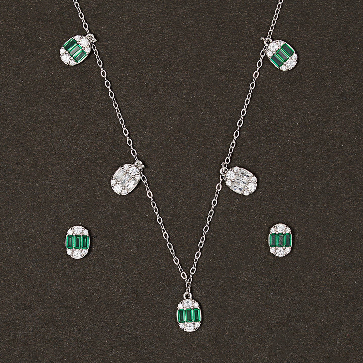 Regal Halo Emerald & Pavé SET 925 sterling silver