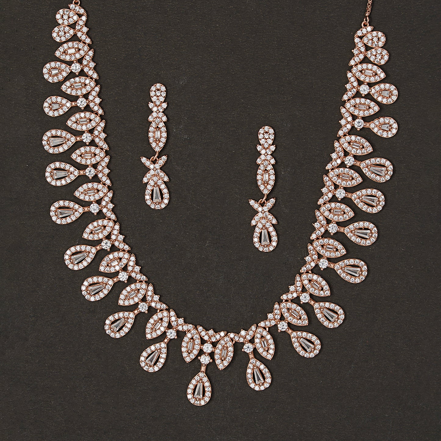 Rose Gold & Diamond-Style 925 sterling silver Necklace