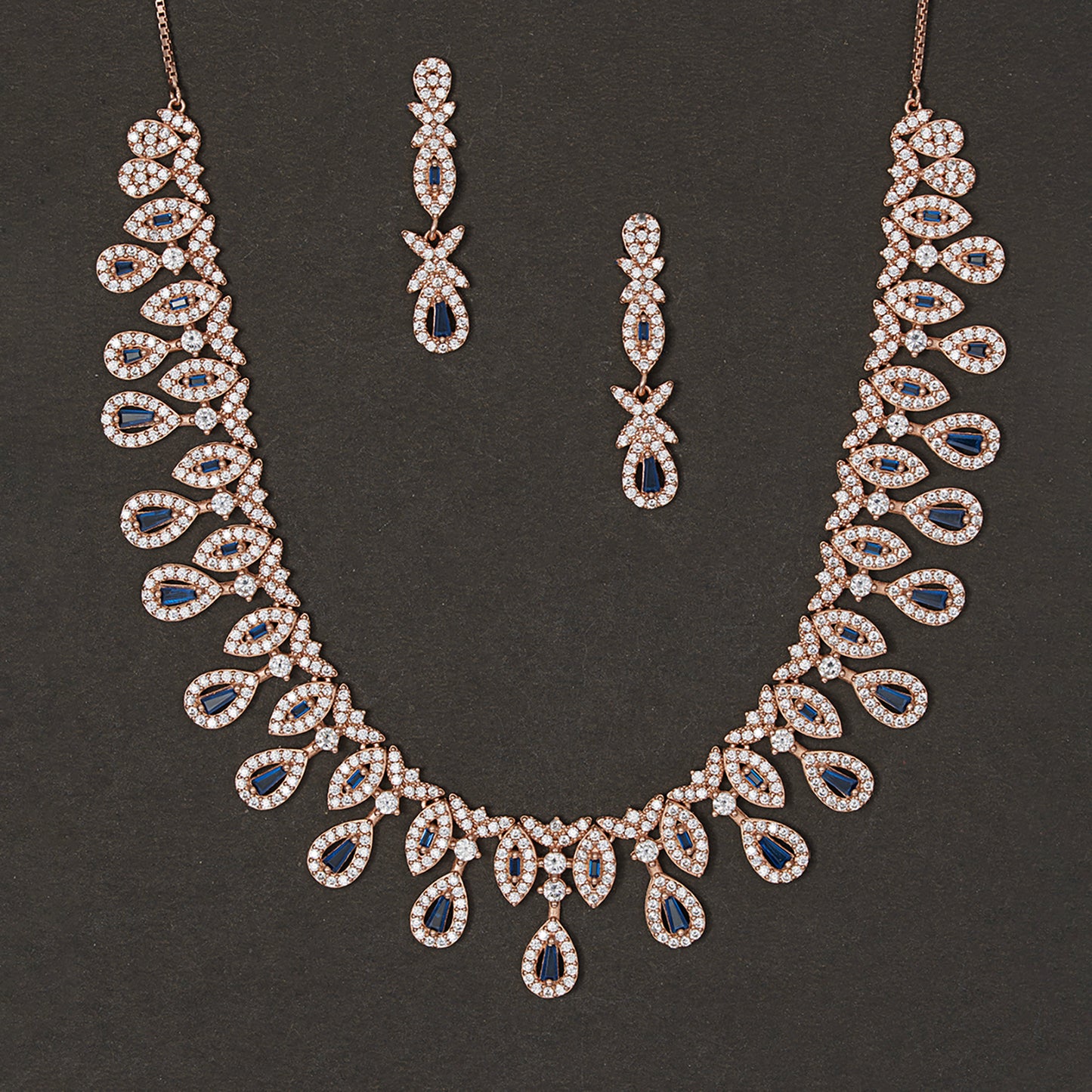Rose Gold & Sapphire 925 sterling silver Necklace