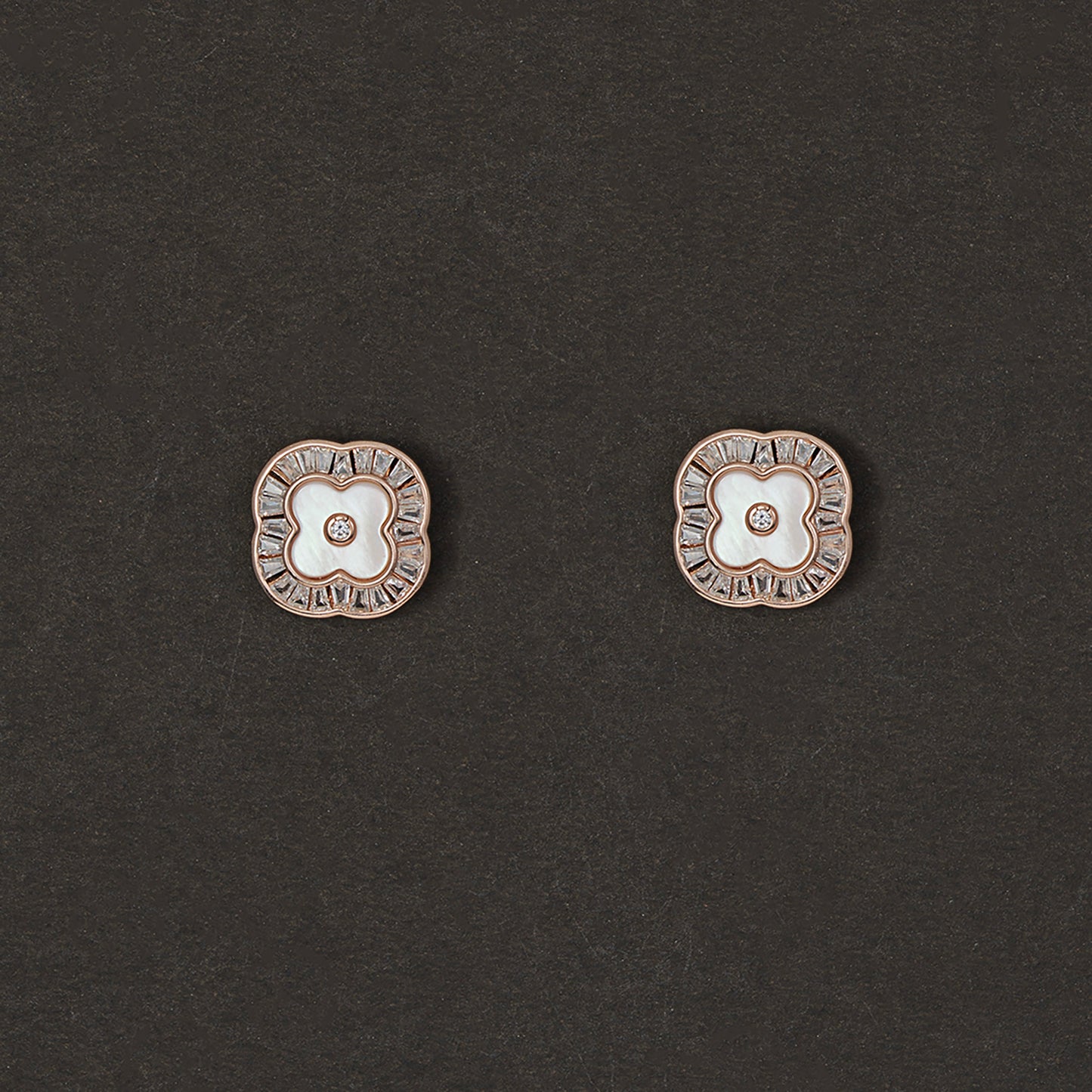 Quatrefoil Halo Studs Earrings 925 sterling silver