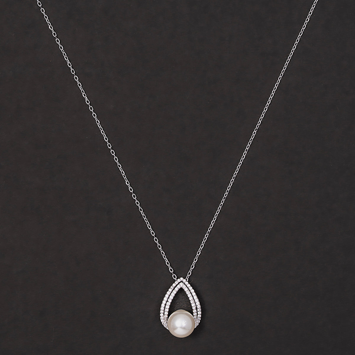 Open loop pearl chain pendant 925 sterling silver