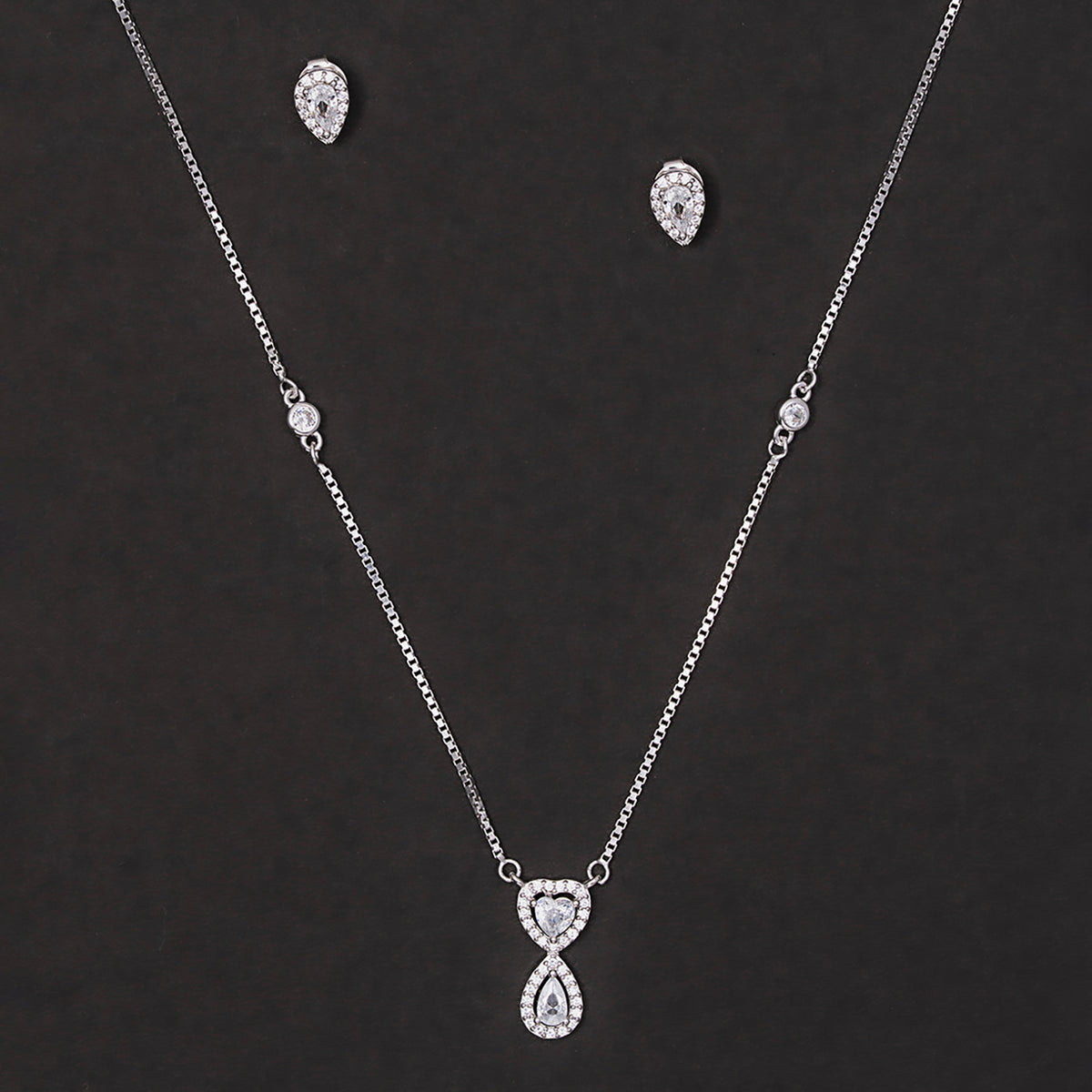 heart and pear shape solitare set 925 sterling silver