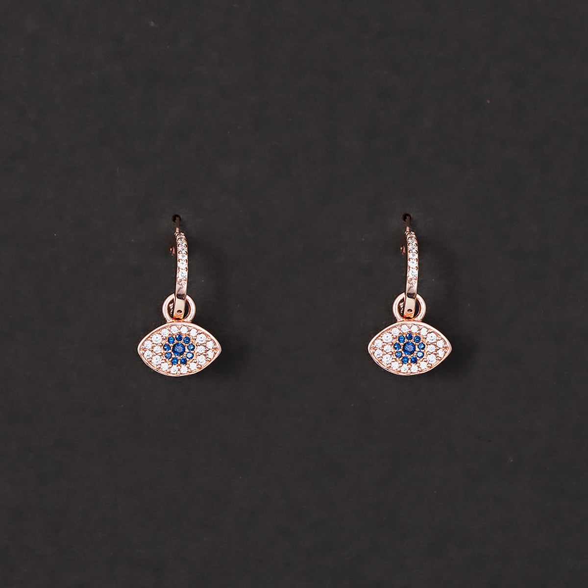 Sparkling Evil Eye Hoop Earrings 925 sterling silver