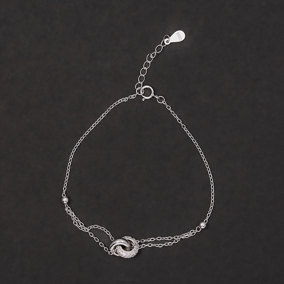 Interlocking Circle Dual-Chain Bracelet 925 sterling silver