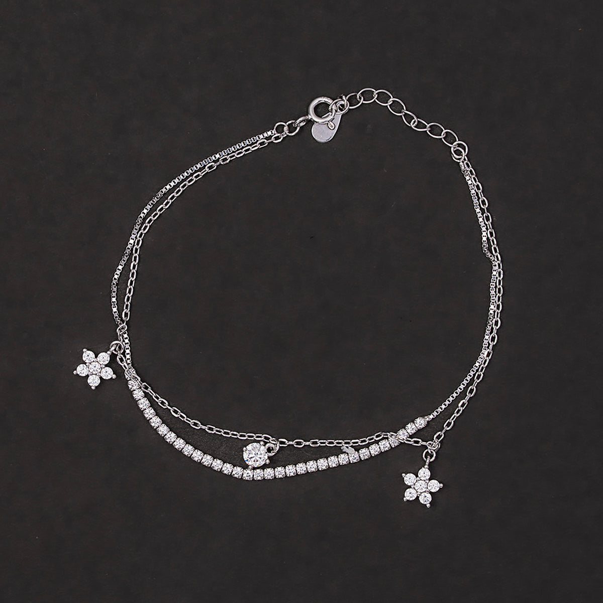 Double layered chain Bracelet 925 sterling silver