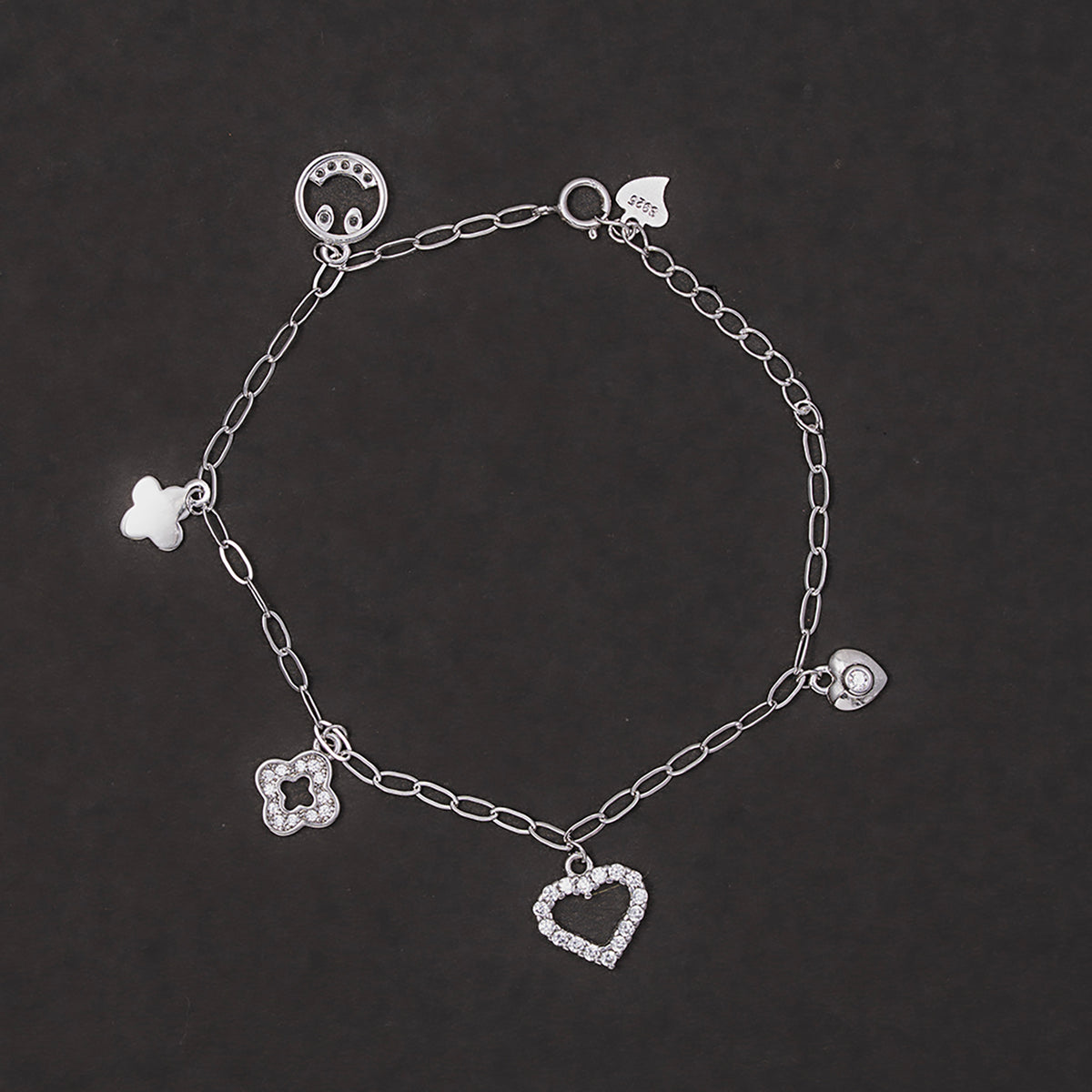 Mixed-Motif Multi-Charm Bracelet 925 sterling silver