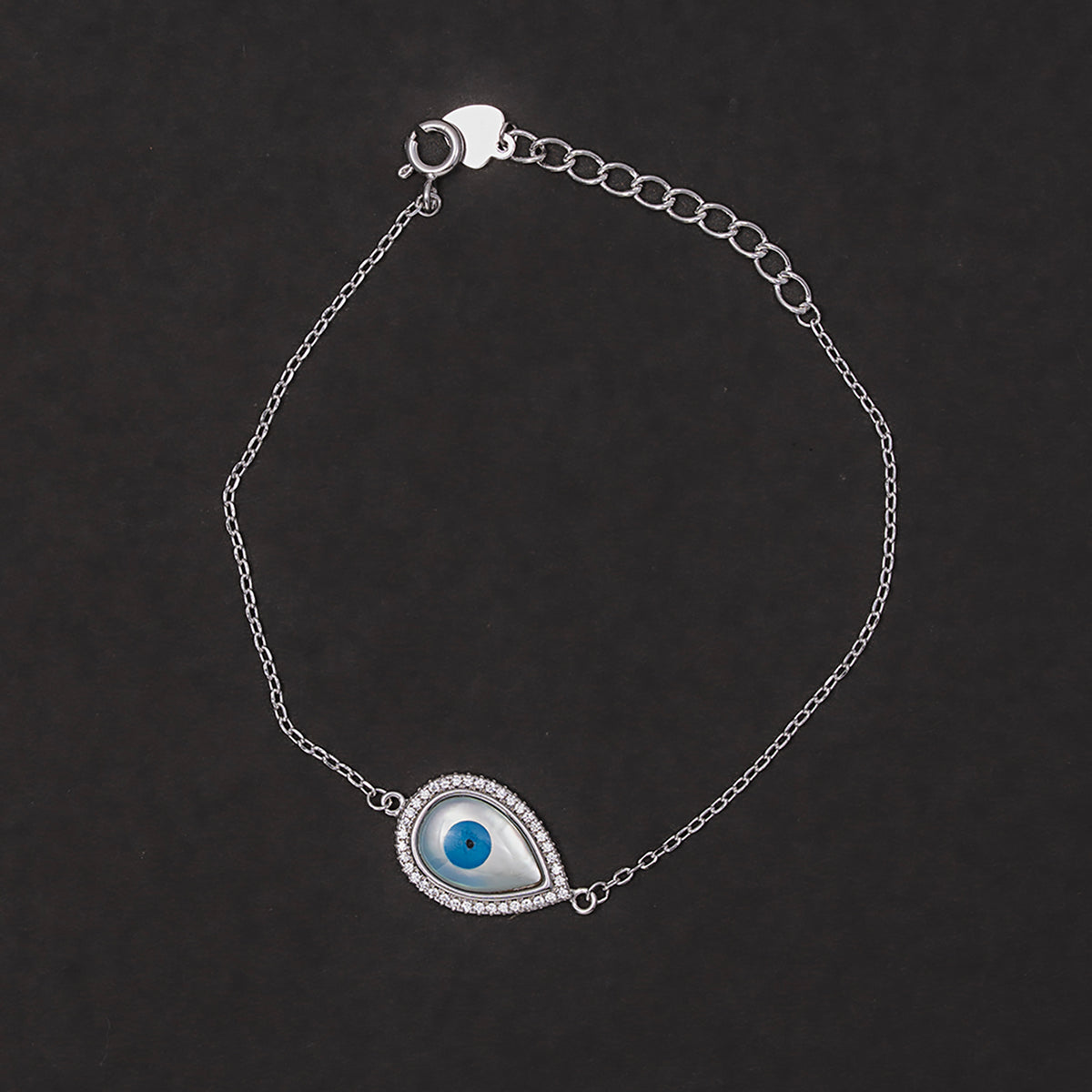 Mother of Pearl & Pavé Evil Eye Bracelet 925 sterling silver