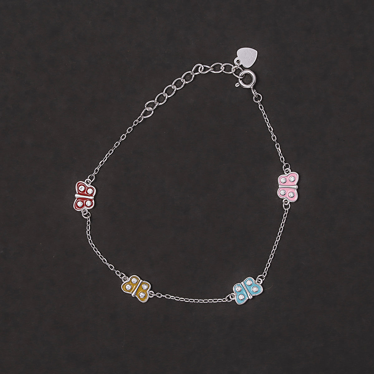 Enamel Floral Charm Bracelet 925 sterling silver