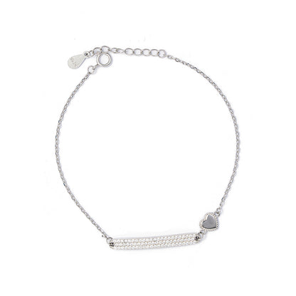 Heart & Bar Pavé  Bracelet 925 sterling silver