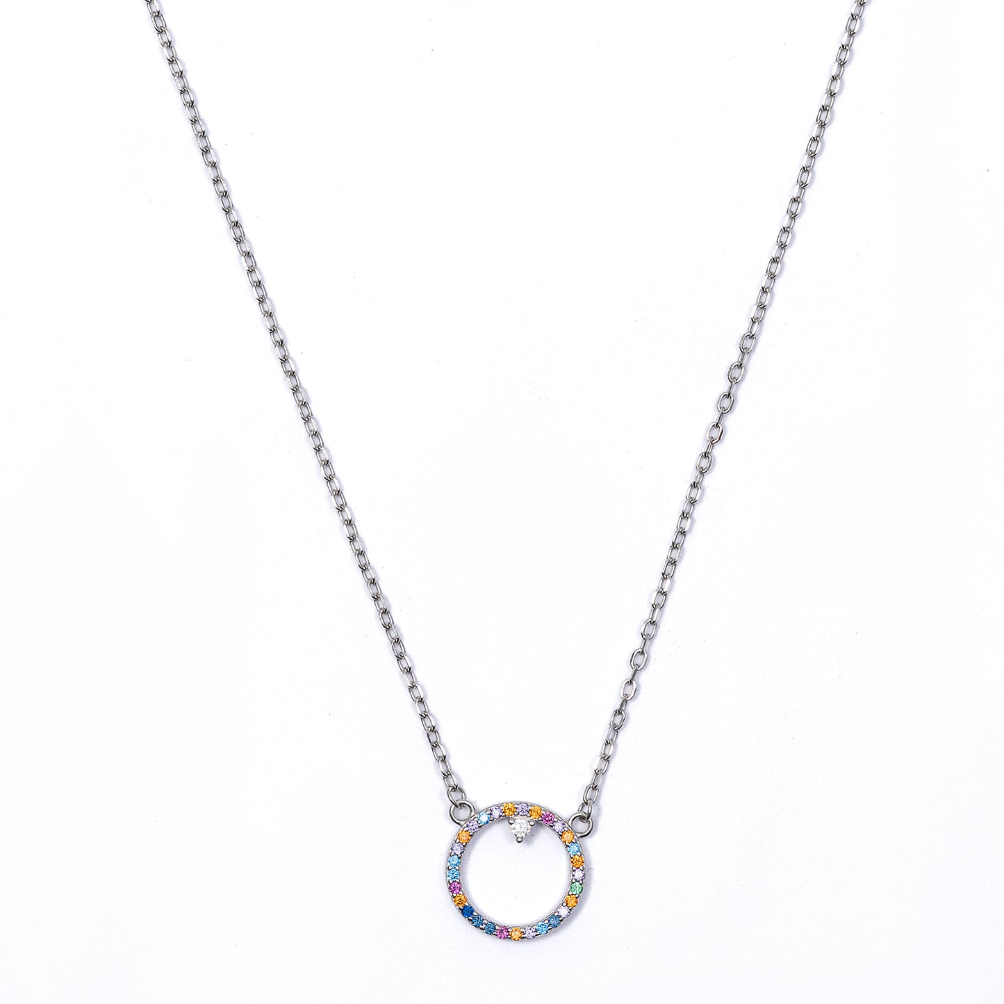 Circle of Color Sparkle 925 sterling silver chain pendant