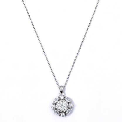 Classic Floral solitare 925 sterling silver  chain Pendant