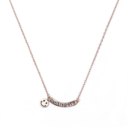 Don’t Regret It” Smile 925 sterling silver chain pendant