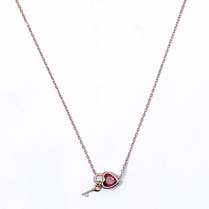 Heart & Key 925 sterling silver chain Pendant