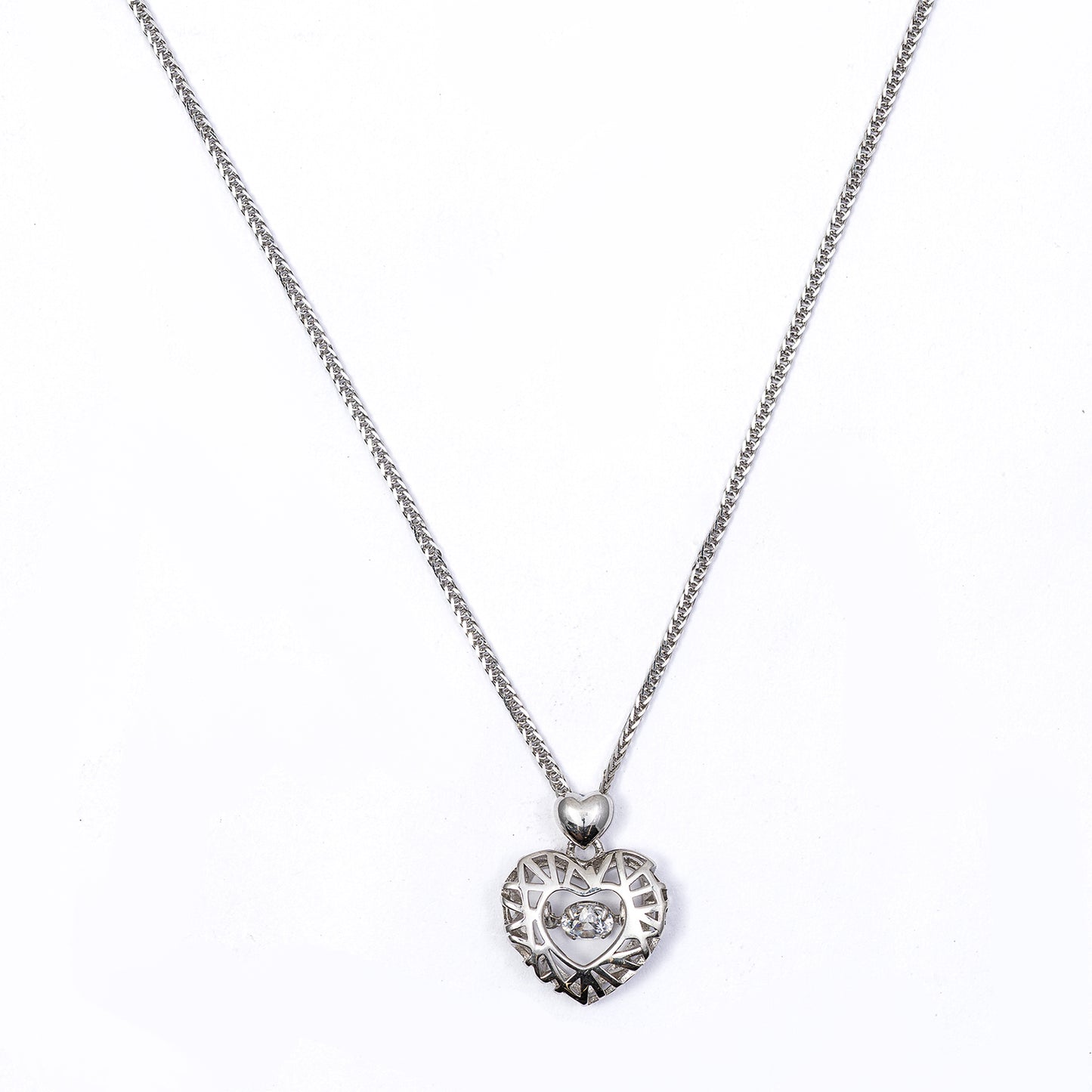 Open Heart 925 sterling silver chain pendant