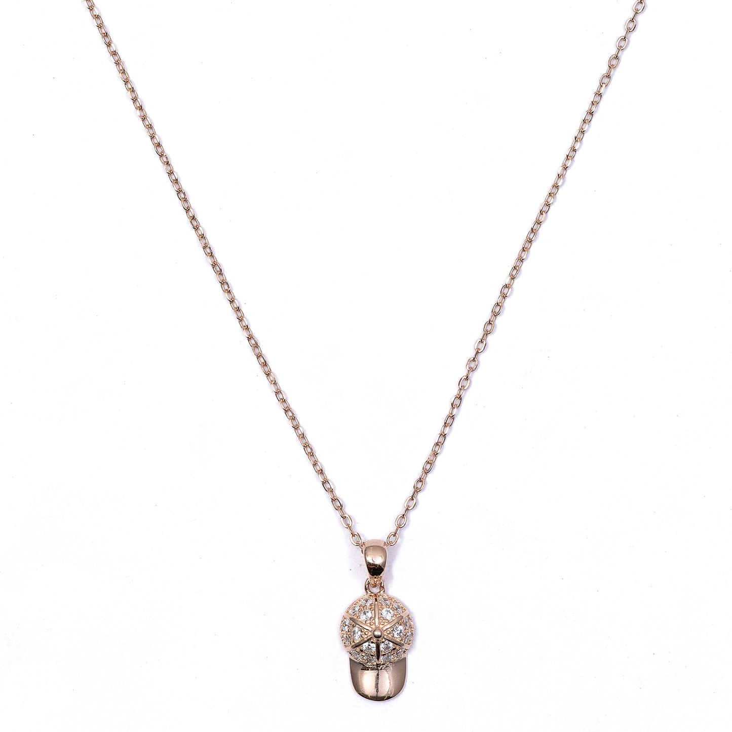 rose gold baseball cap 925 silver chain Pendant