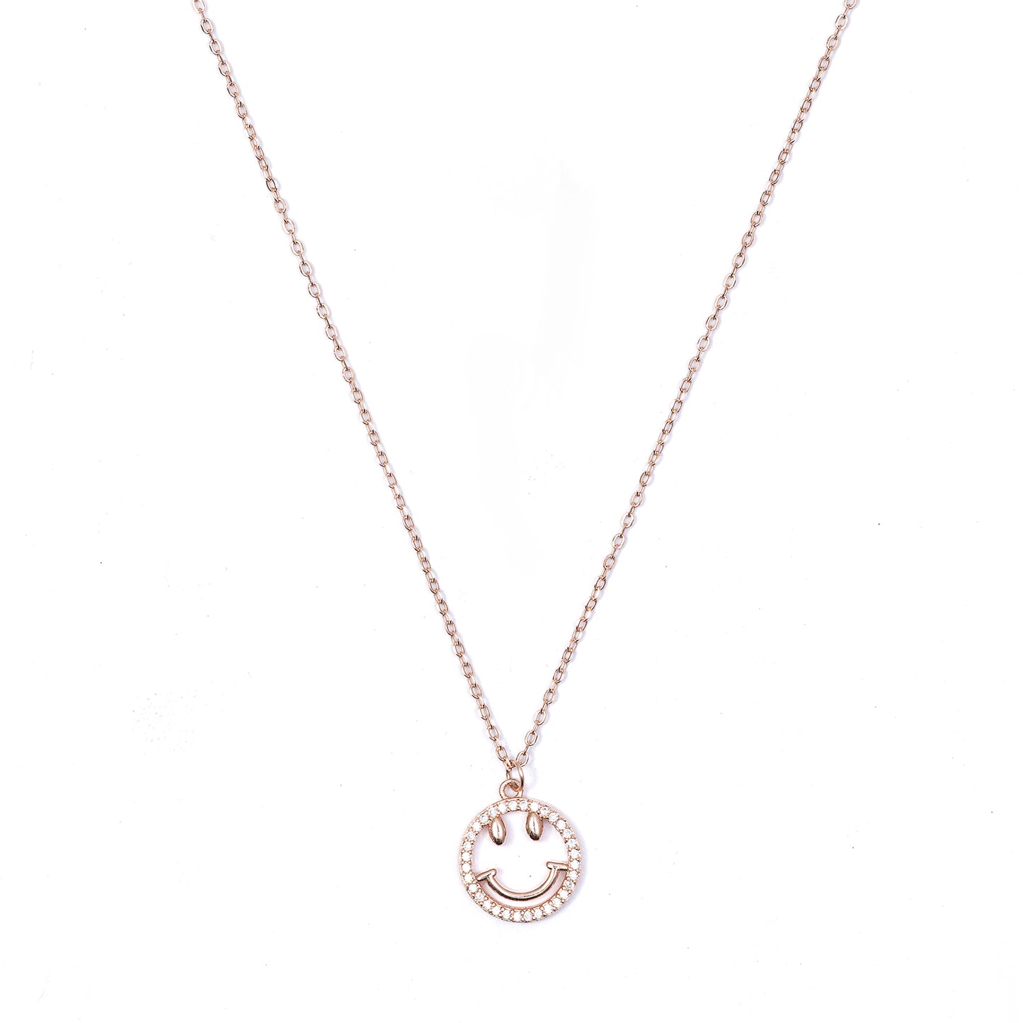 Rose Gold Smiley 925 sterling  silver chain Pendant