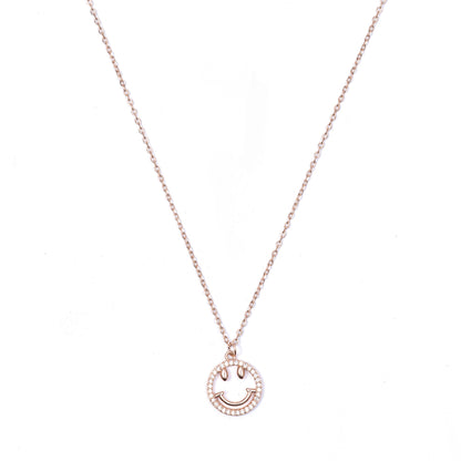 Rose Gold Smiley 925 sterling  silver chain Pendant