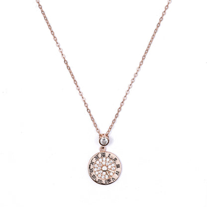 Timeless Roman Numeral  925 sterling silver chain Pendant