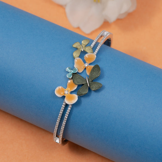 Butterfly Blossom Crystal korean kada 925 sterling silver