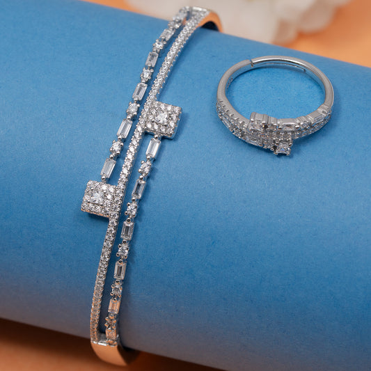 Contemporary  Cuff & Ring Set kada 925 sterling silver
