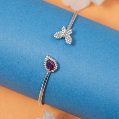 Pear shape Ruby and Buttlerfly  kada 925 sterling silver