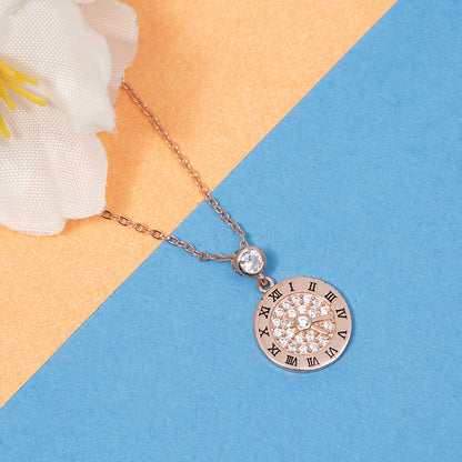 Timeless Roman Numeral  925 sterling silver chain Pendant