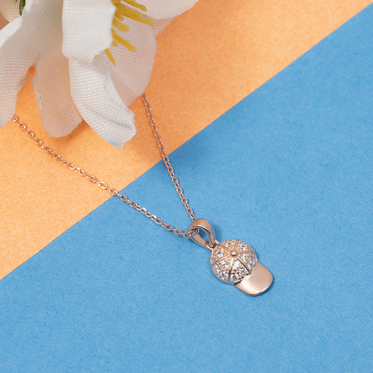 rose gold baseball cap 925 silver chain Pendant