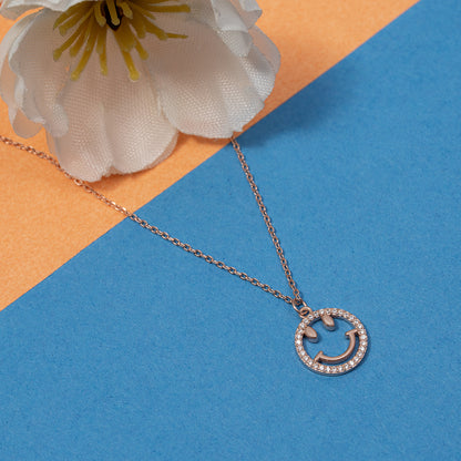 Rose Gold Smiley 925 sterling  silver chain Pendant