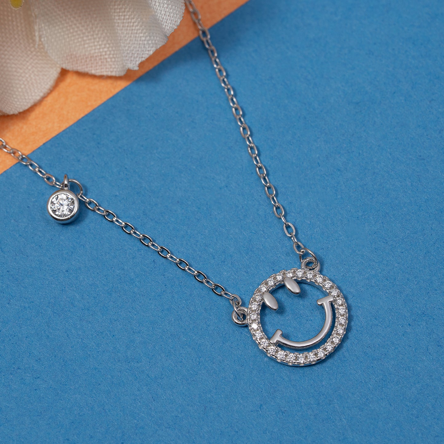 Smiley Face 925 sterling silver chain Pendant
