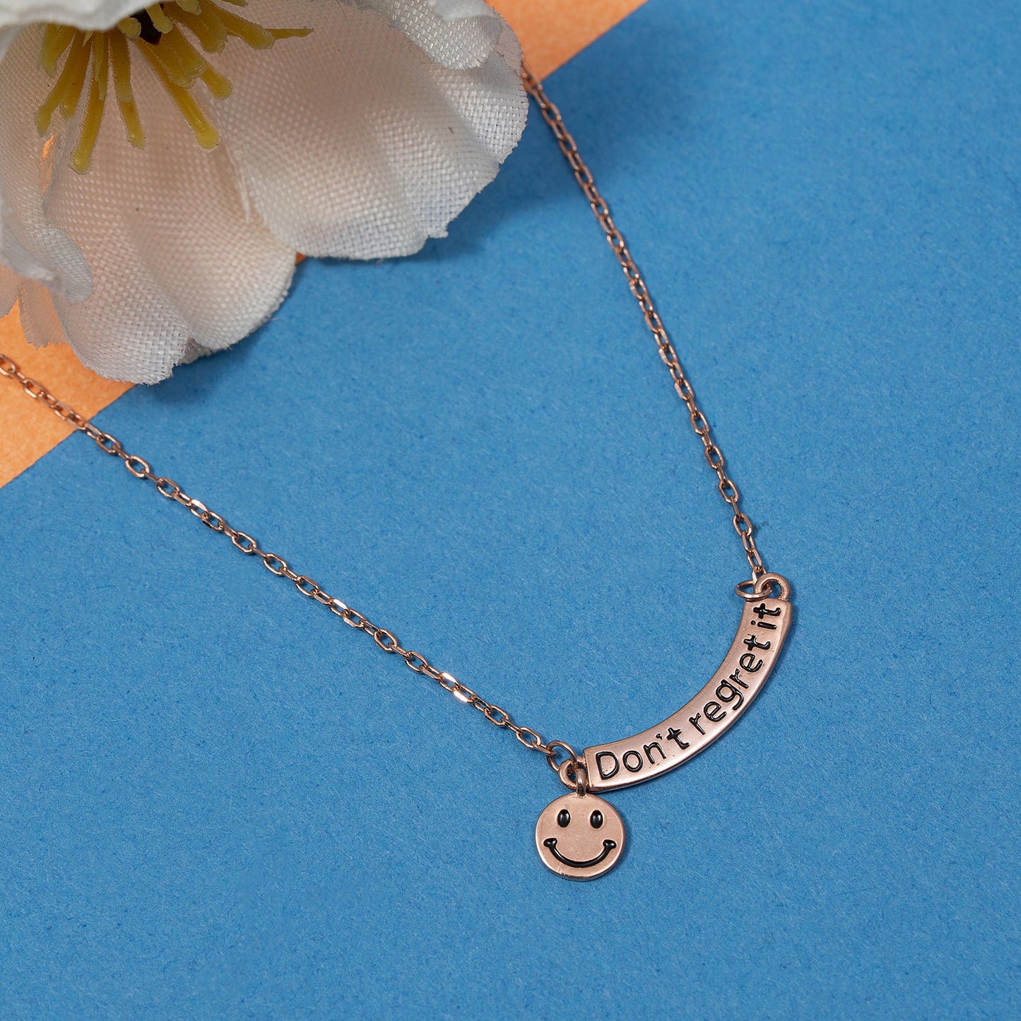 Don’t Regret It” Smile 925 sterling silver chain pendant